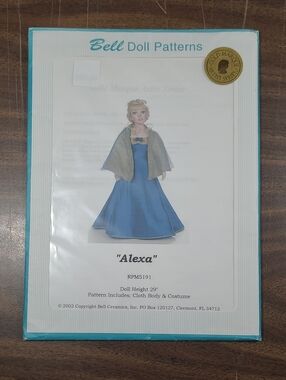 Bell Doll Patterns "Alexa" Doll Costume Pattern - Blue & Gold #RPM5191